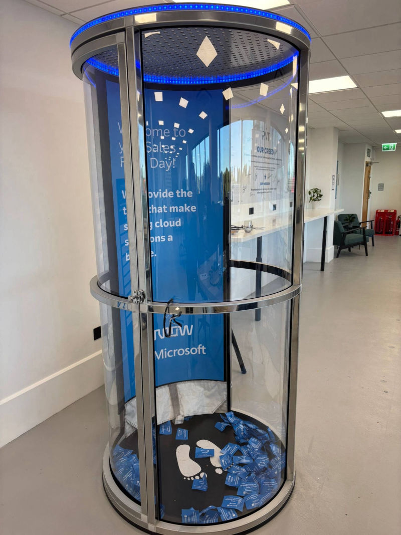 Microsoft branded Cash Grabber with branded tickets and back panel.